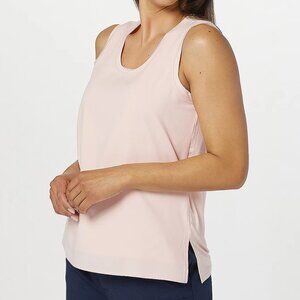 StyleList by Micaela Woven Front Mixed Media Tank Top  13379